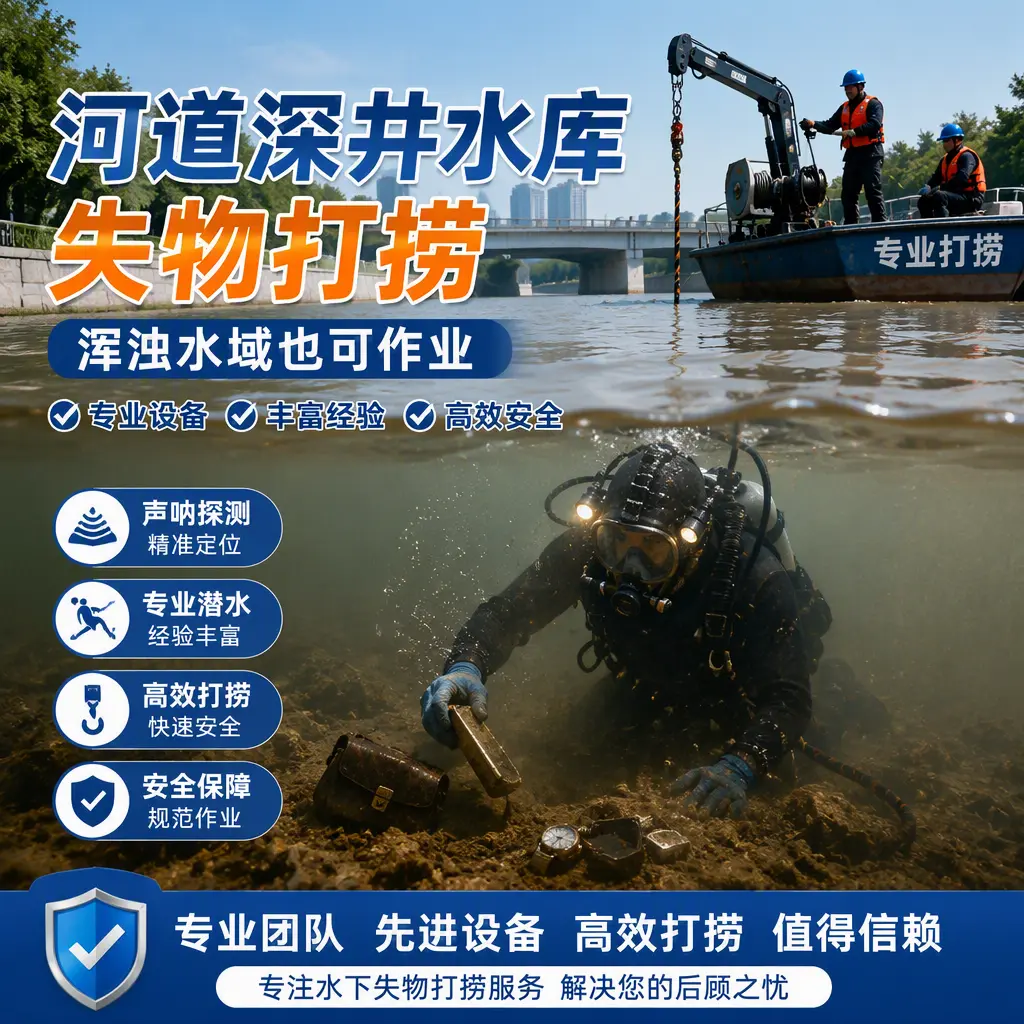 河道深井水库失物打捞，浑浊水域也可作业红安