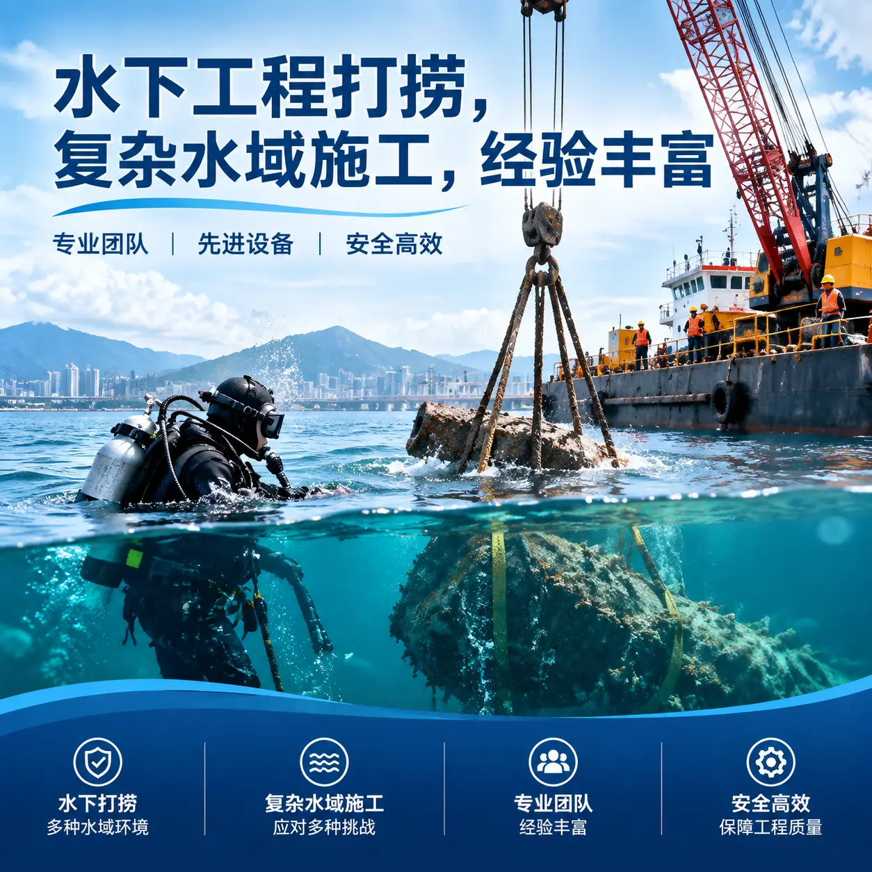 水下工程打捞，复杂水域施工，经验丰富红安